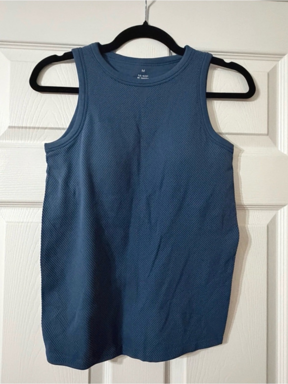 Women's Blue Ribbed Tank Top - Sleeveless Everyday Layering